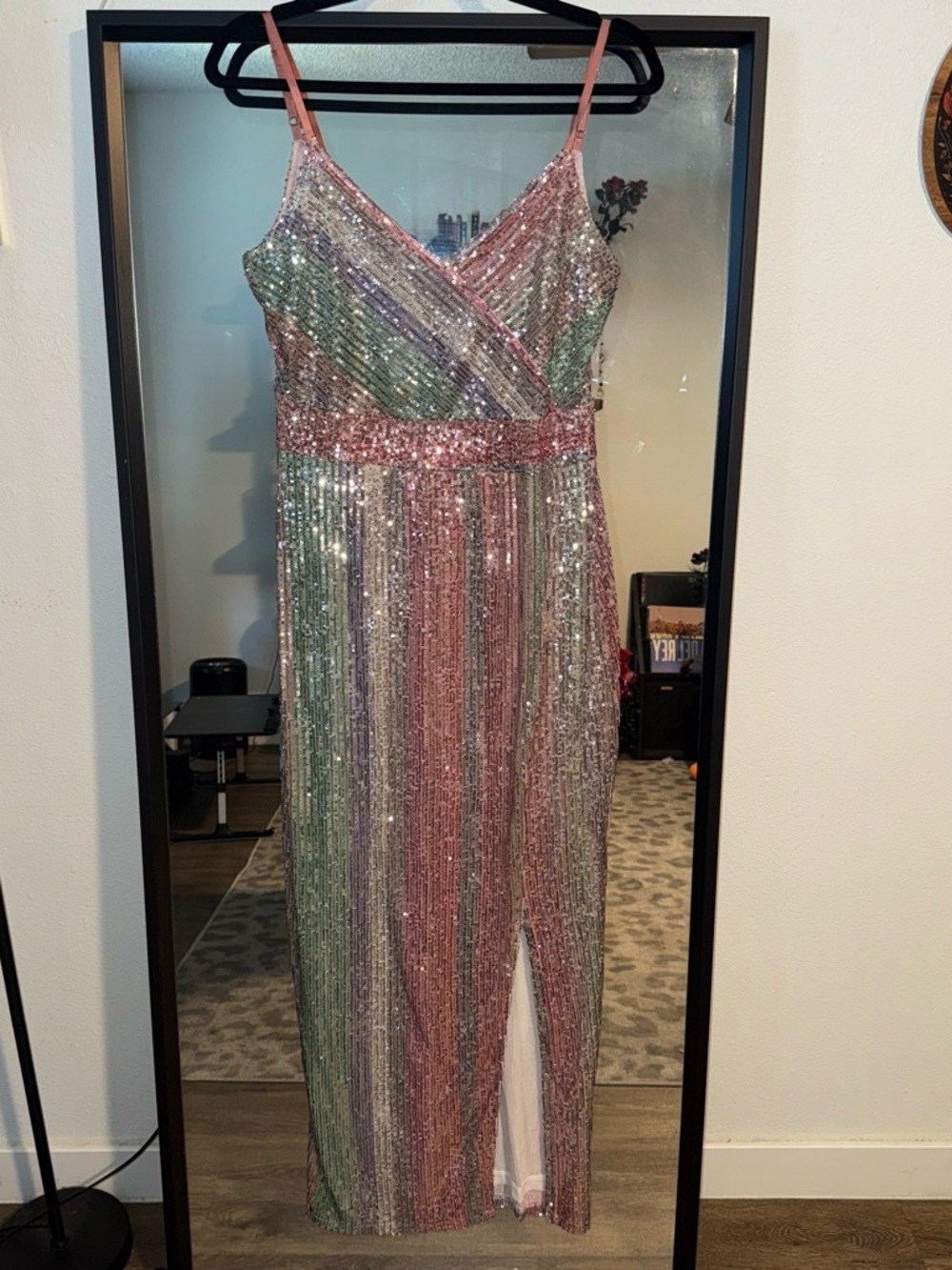 VENUS Pink, Silver and Black Sequin Dress